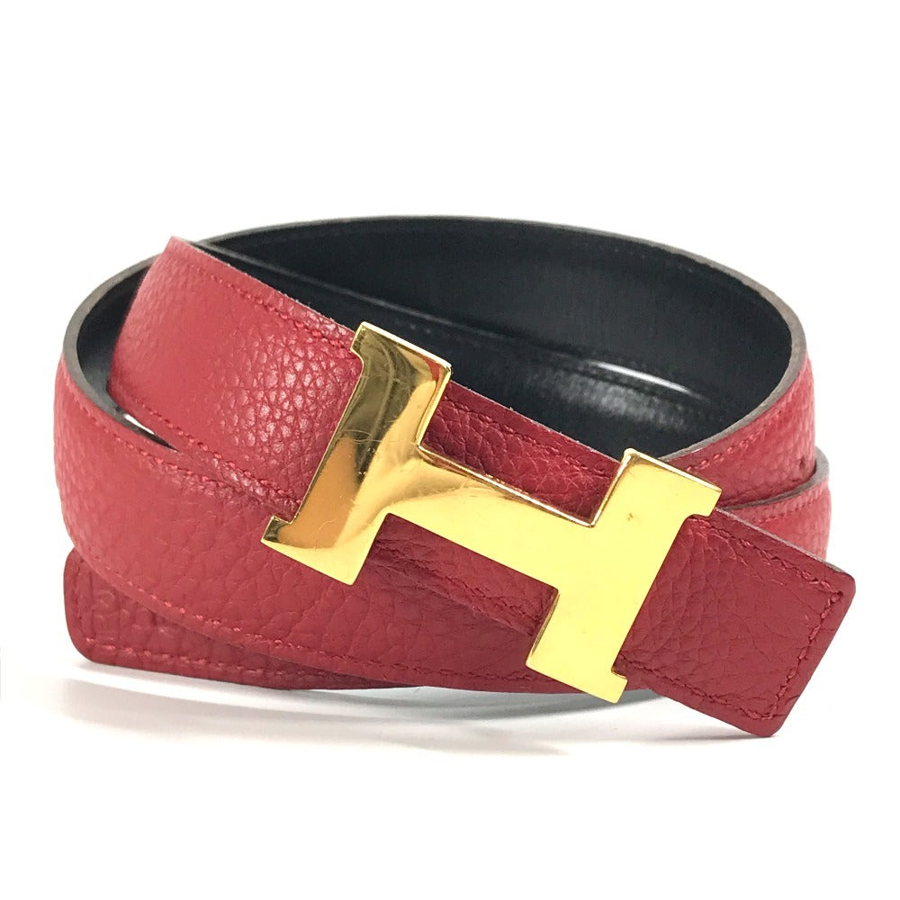 HERMES H Belt H Belt Constance Bottoms Belt Belt Leather Ladies Red x Black