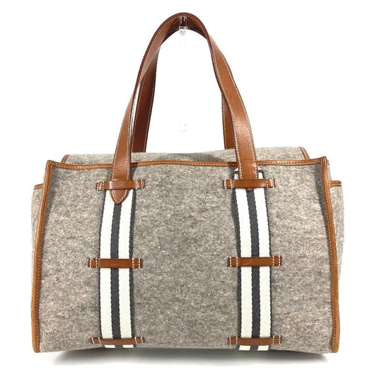 HERMES Camille Shoulder Bag Shoulder Tote Bag Felt Unisex Gray