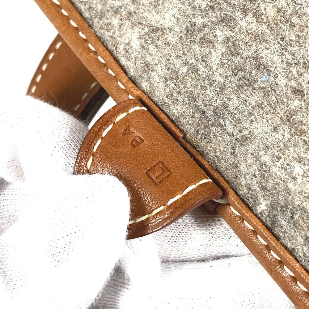 HERMES Camille Shoulder Bag Shoulder Tote Bag Felt Unisex Gray