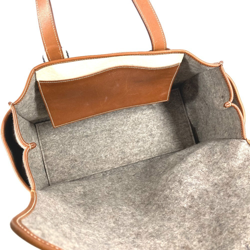 HERMES Camille Shoulder Bag Shoulder Tote Bag Felt Unisex Gray