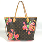 Louis Vuitton M48613 Monogram Rose Neverfull MM Bahu Bahu Tote Tote Bag Monogram Kanvas Wanita Coklat