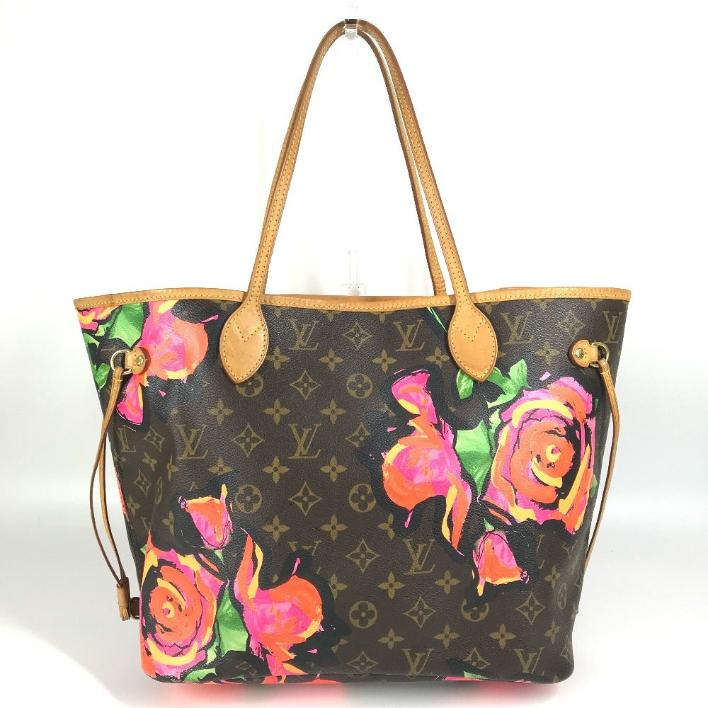 Louis Vuitton M48613 Monogram Rose Neverfull MM Bahu Bahu Tote Tote Bag Monogram Kanvas Wanita Coklat