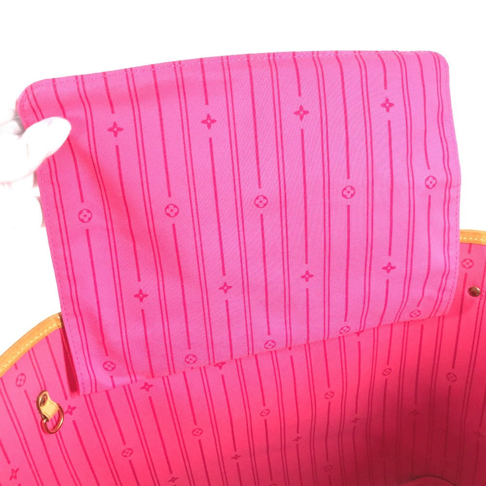 Louis Vuitton M48613 Monogram Rose Neverfull MM Bahu Bahu Tote Tote Bag Monogram Kanvas Wanita Coklat