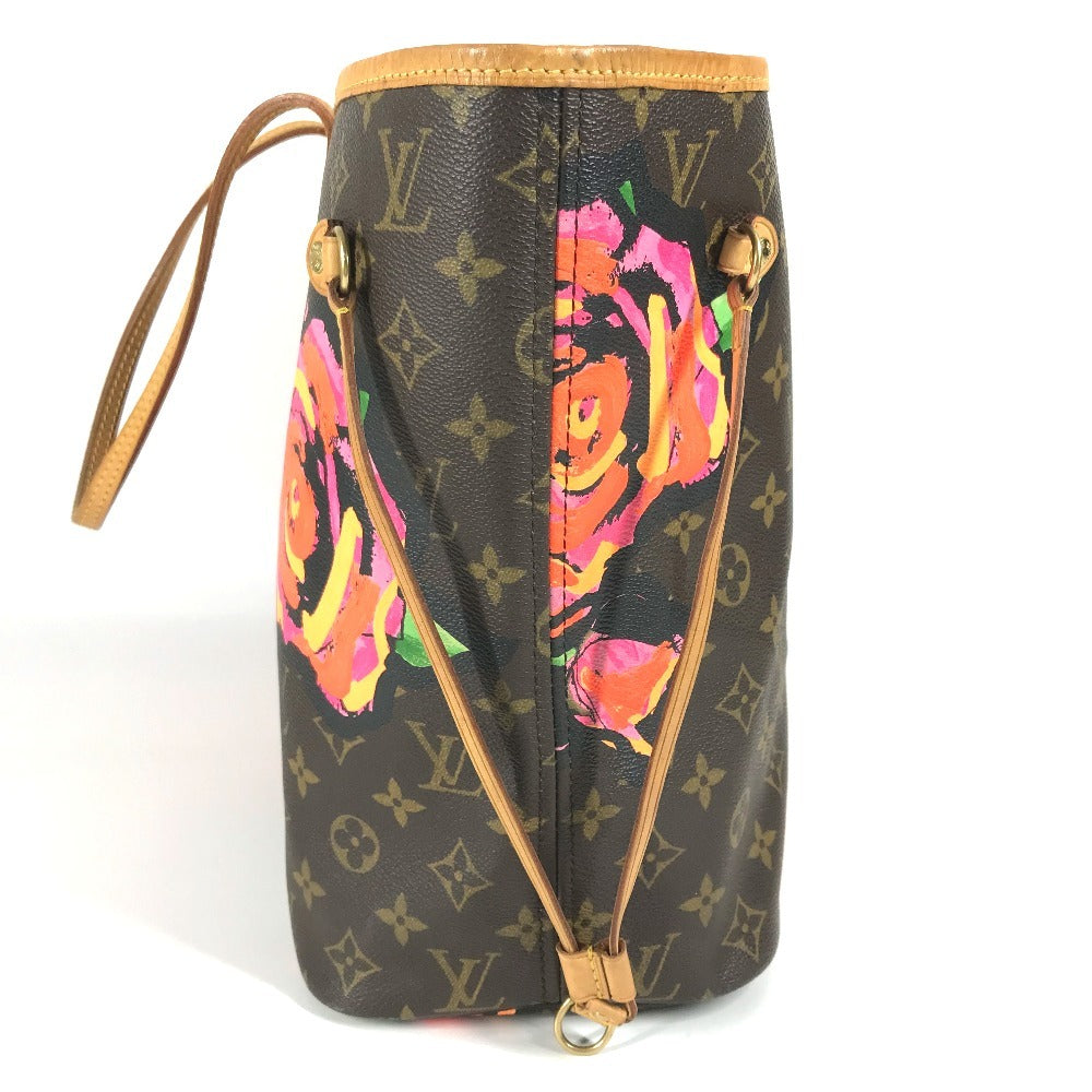 Louis Vuitton M48613 Monogram Rose Neverfull MM Bahu Bahu Tote Tote Bag Monogram Kanvas Wanita Coklat