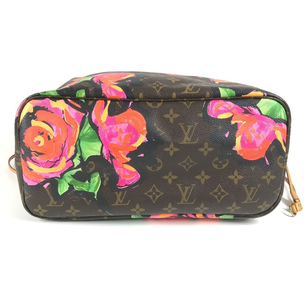 Louis Vuitton M48613 Monogram Rose Neverfull MM Bahu Bahu Tote Tote Bag Monogram Kanvas Wanita Coklat