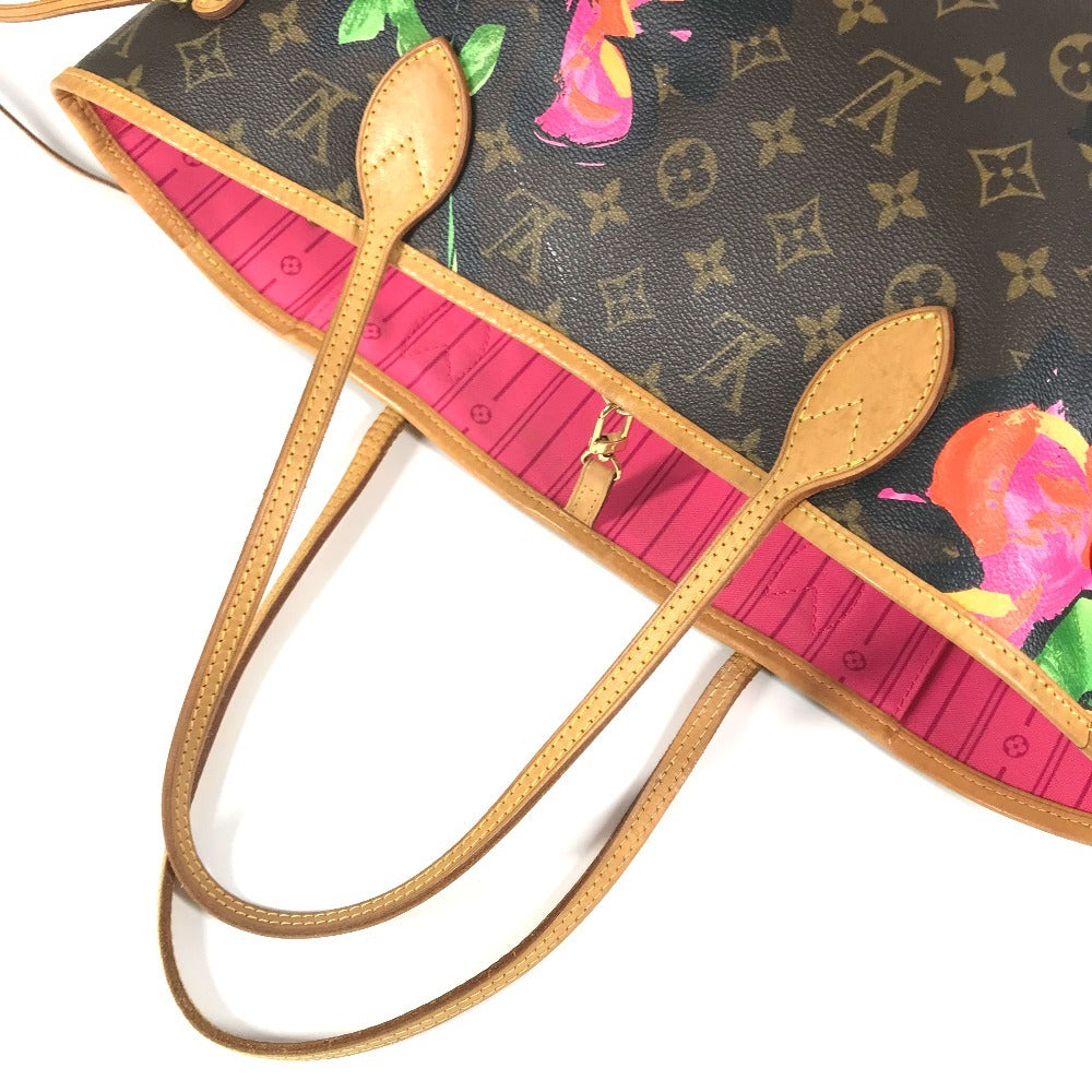 Louis Vuitton M48613 Monogram Rose Neverfull MM Bahu Bahu Tote Tote Bag Monogram Kanvas Wanita Coklat