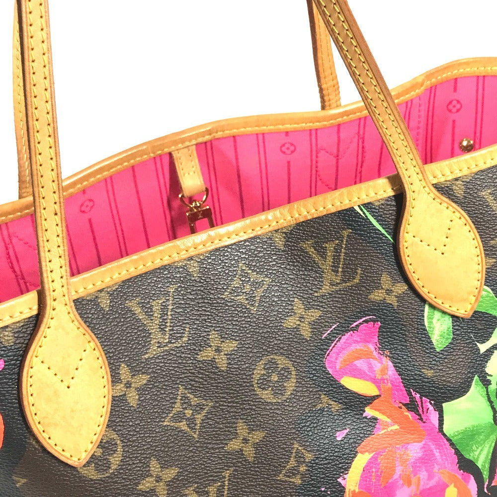 Louis Vuitton M48613 Monogram Rose Neverfull MM Bahu Bahu Tote Tote Bag Monogram Kanvas Wanita Coklat