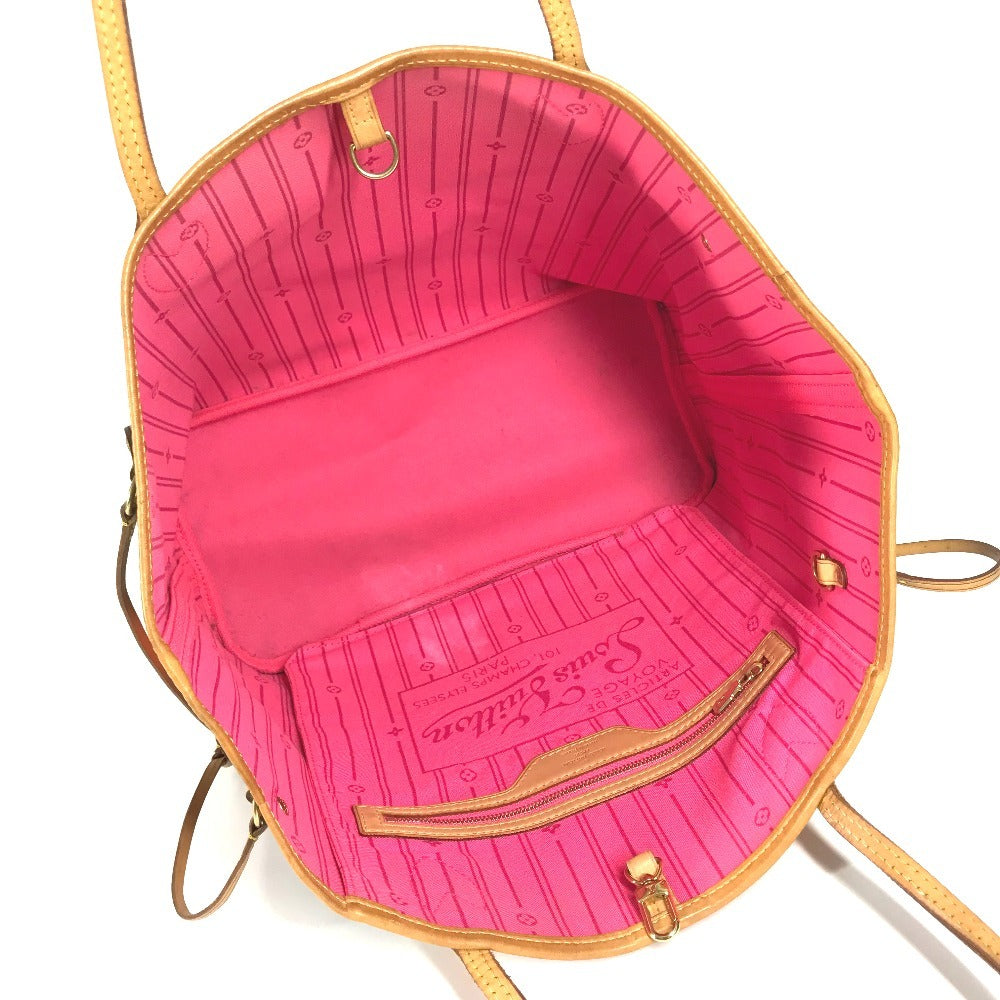 Louis Vuitton M48613 Monogram Rose Neverfull MM Bahu Bahu Tote Tote Bag Monogram Kanvas Wanita Coklat