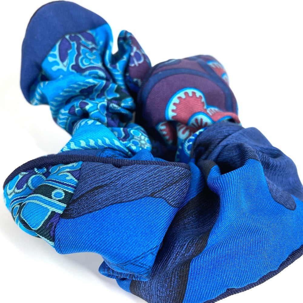HERMES Claudia Hair Accessory Hair Tie Scrunchie Silk Ladies Blue