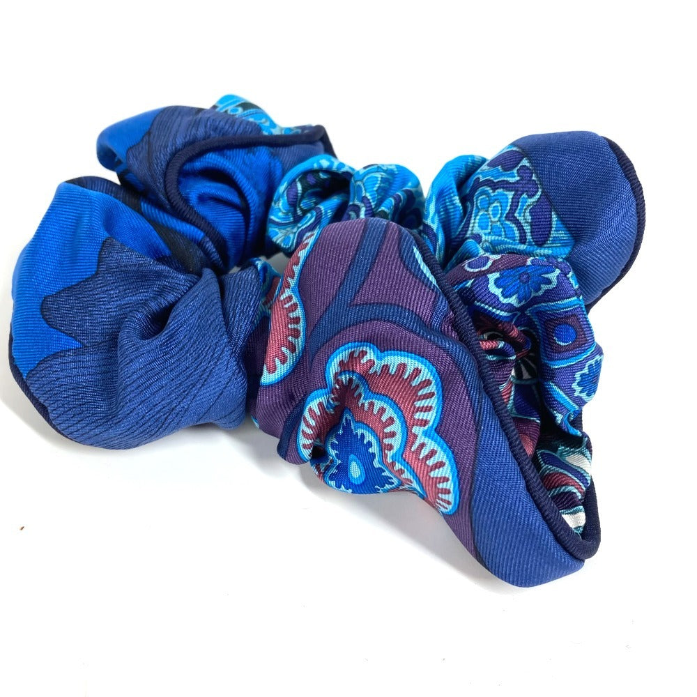HERMES Claudia Hair Accessory Hair Tie Scrunchie Silk Ladies Blue
