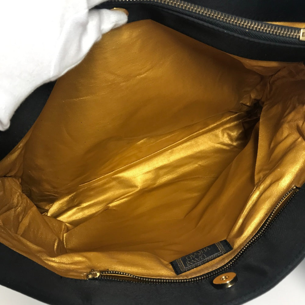 Versace Vintage Logo Sunburst Bag Tote Bag Chain Shain Beg Nylon/Kulit Unisex Hitam