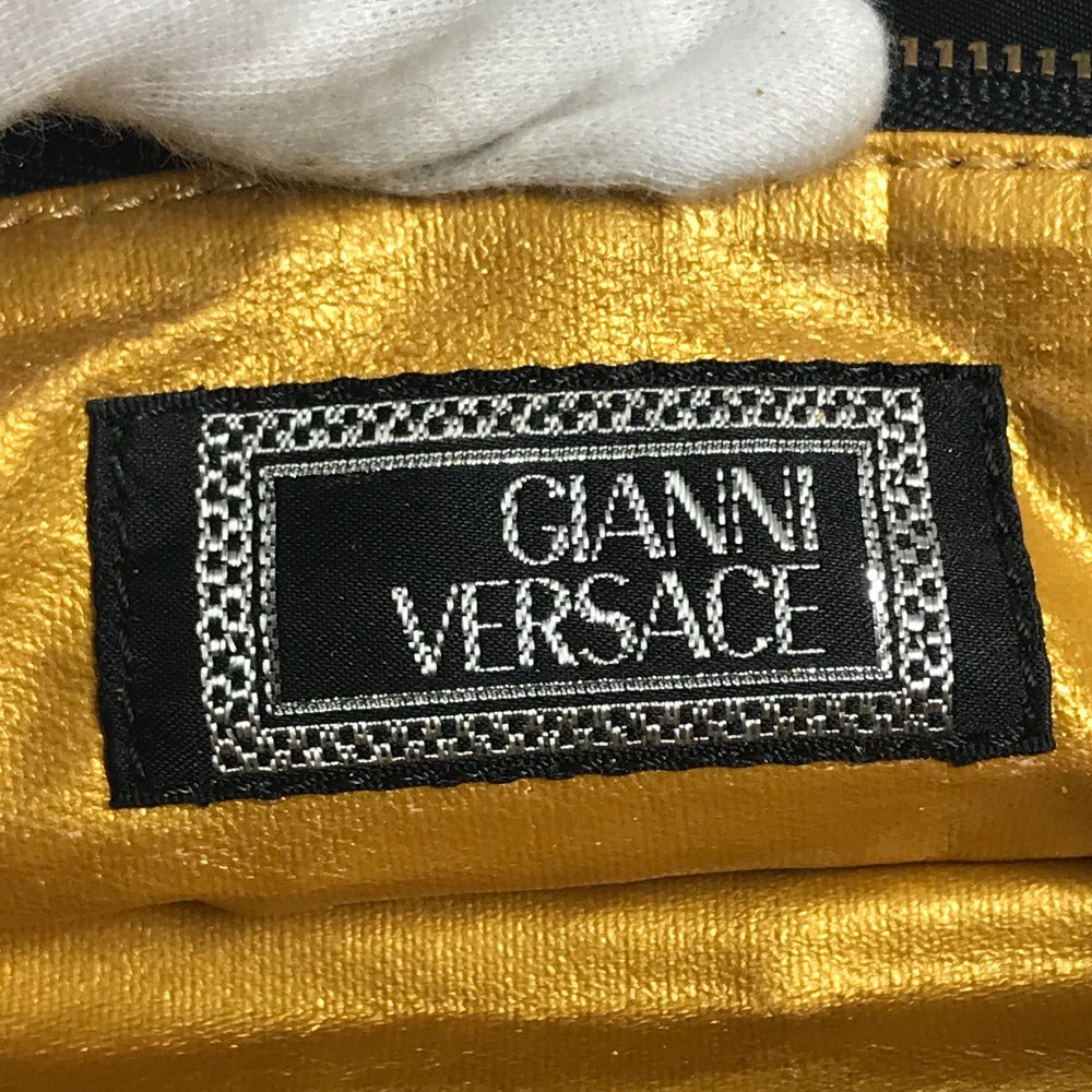 Versace Vintage Logo Sunburst Bag Tote Bag Chain Shain Beg Nylon/Kulit Unisex Hitam
