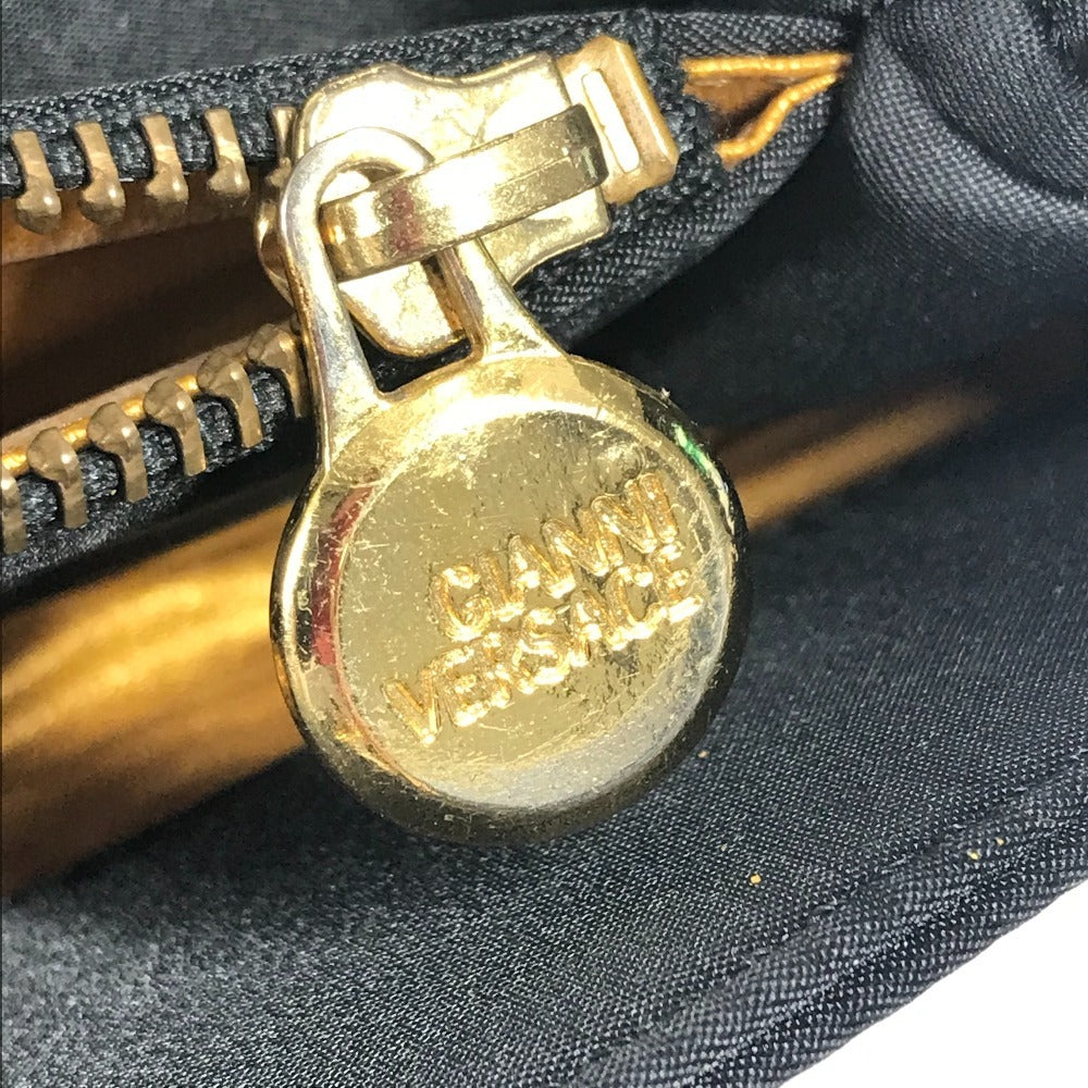 Versace Vintage Logo Sunburst Bag Tote Bag Chain Shain Beg Nylon/Kulit Unisex Hitam