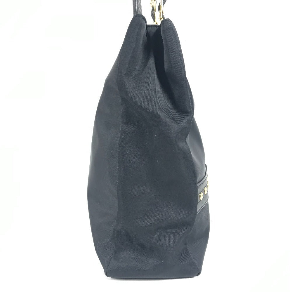 Versace Vintage Logo Sunburst Bag Tote Bag Chain Shain Beg Nylon/Kulit Unisex Hitam