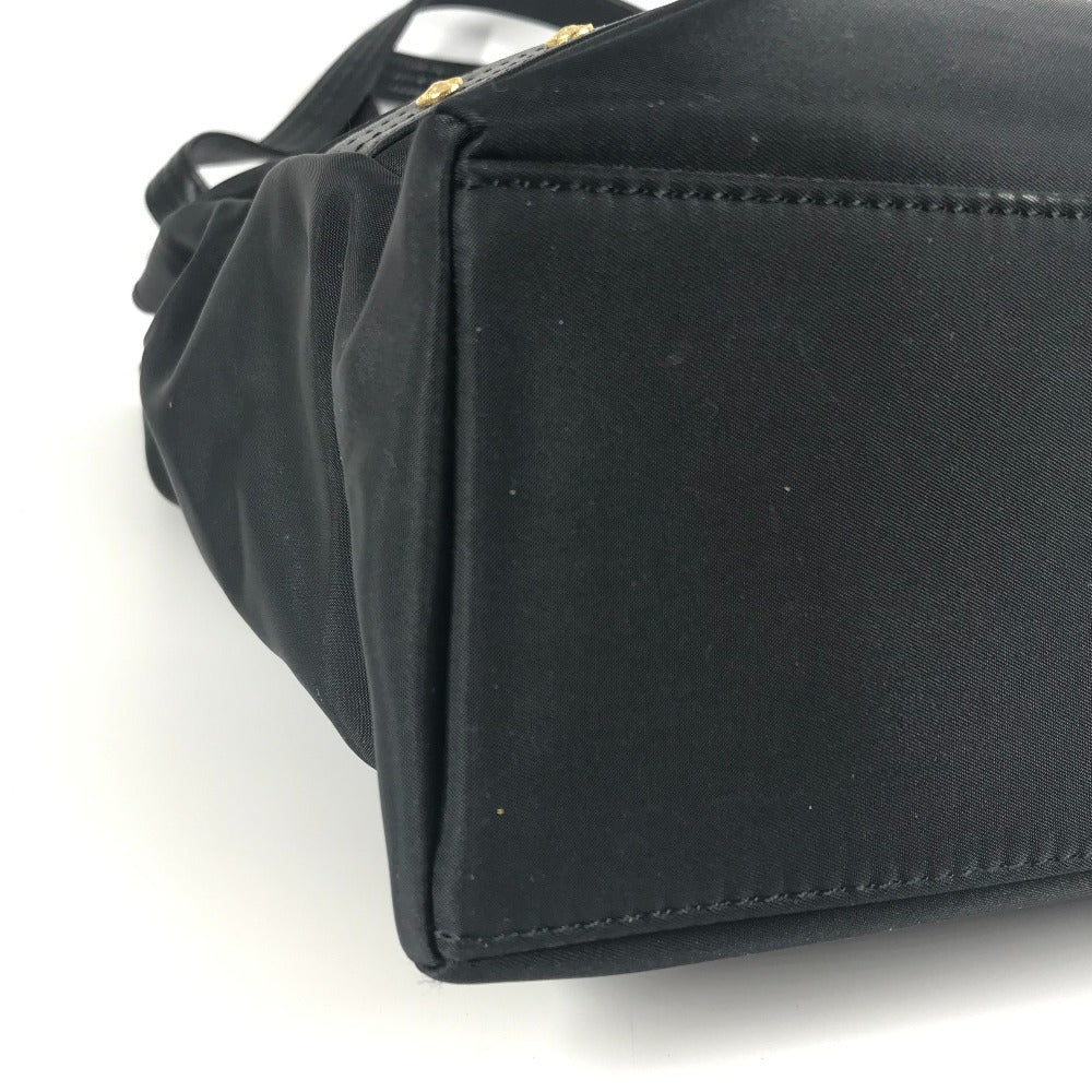 Versace Vintage Logo Sunburst Bag Tote Bag Chain Shain Beg Nylon/Kulit Unisex Hitam