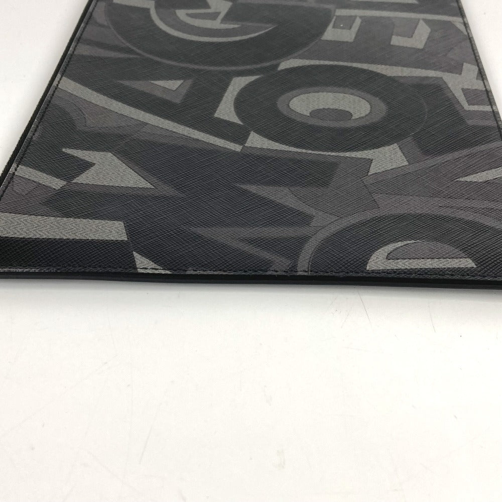 Salvatore Ferragamo Seluruh Corak Logo Pouch Bag Clutch Bag Kulit Lelaki Hitam