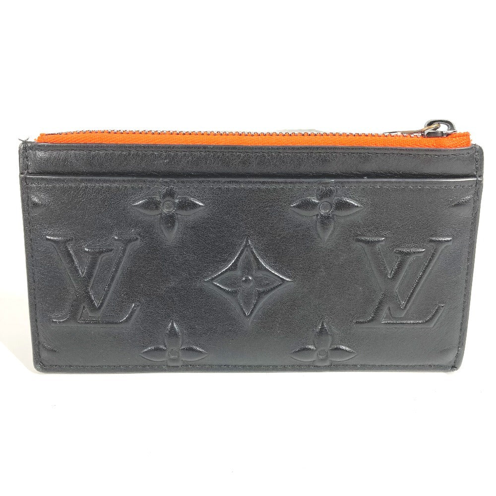 LOUIS VUITTON M80827 Virgil Abloh Monogram Seal Coin Card Holder Wallet Coin Purse Coin Case Leather Unisex Black