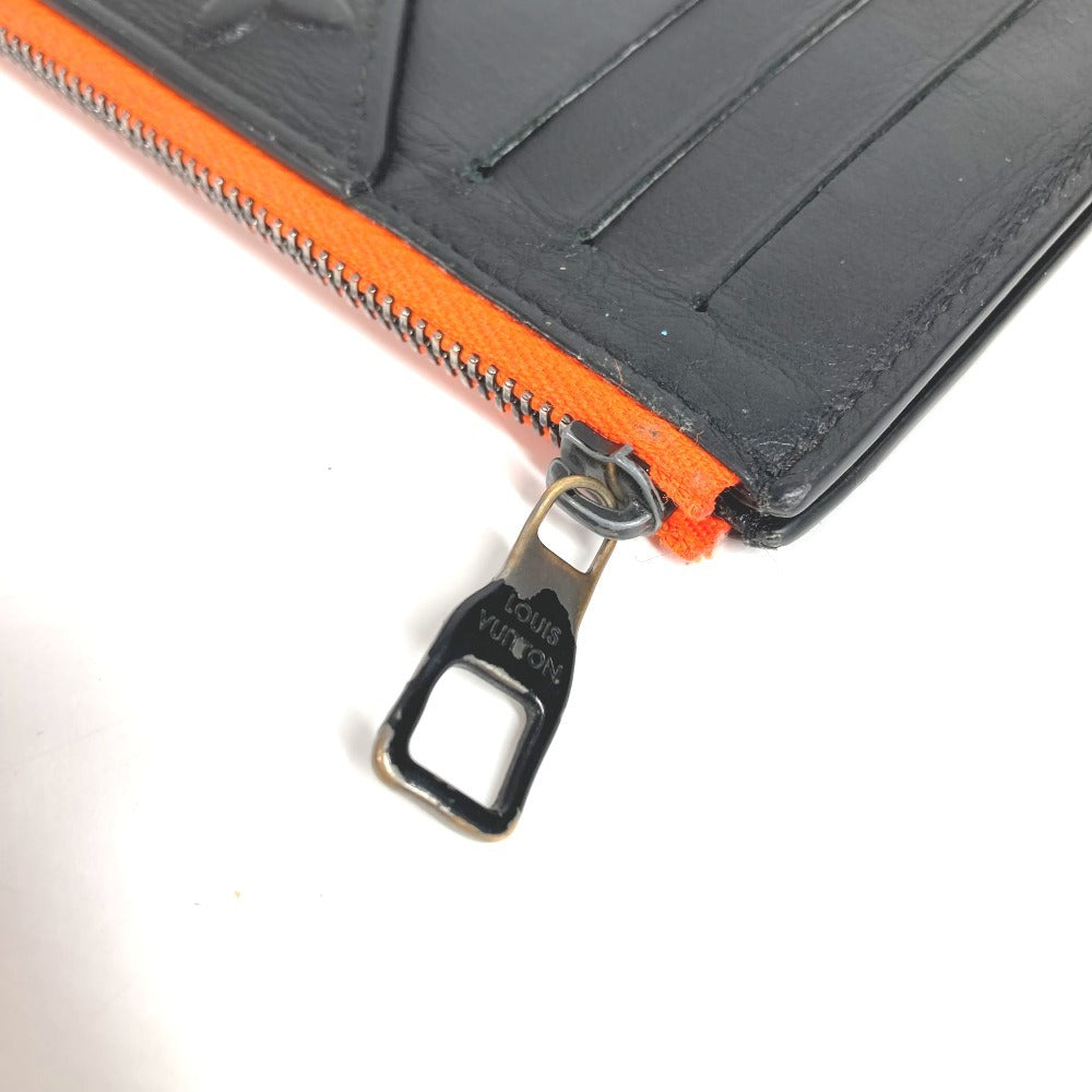 LOUIS VUITTON M80827 Virgil Abloh Monogram Seal Coin Card Holder Wallet Coin Purse Coin Case Leather Unisex Black