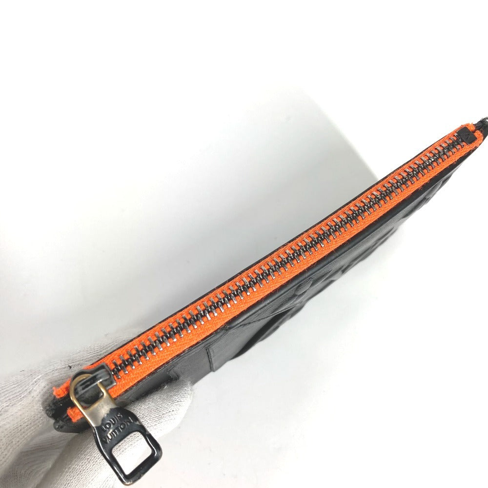 LOUIS VUITTON M80827 Virgil Abloh Monogram Seal Coin Card Holder Wallet Coin Purse Coin Case Leather Unisex Black