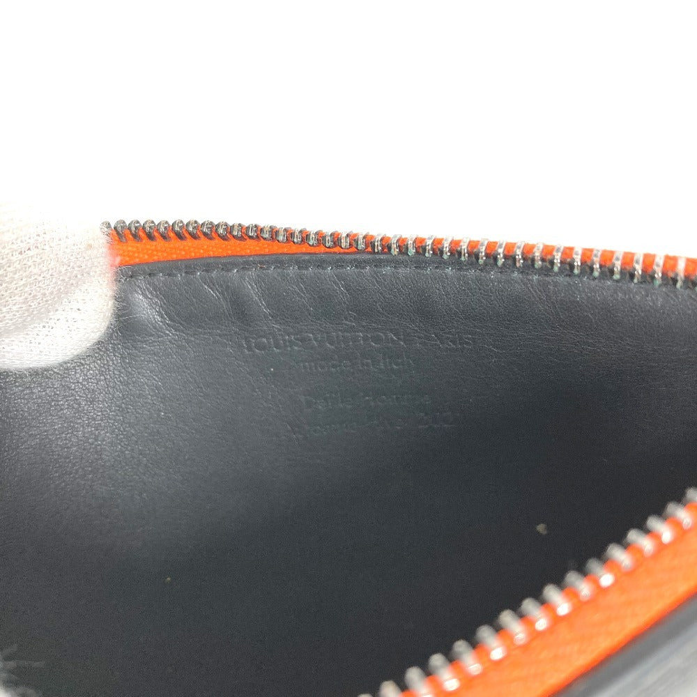 LOUIS VUITTON M80827 Virgil Abloh Monogram Seal Coin Card Holder Wallet Coin Purse Coin Case Leather Unisex Black