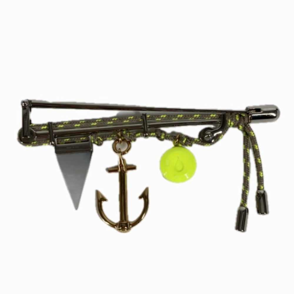 LOUIS VUITTON Rope LV Logo Pin Brooch Accessory Brooch Metal Unisex Silver