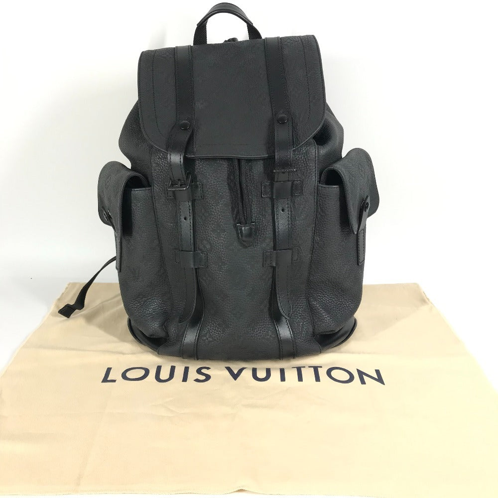 LOUIS VUITTON M55699 Taurillon Monogram Christopher MM Christopher MM Bag Backpack Rucksack Taurillon Leather Unisex Noir Black