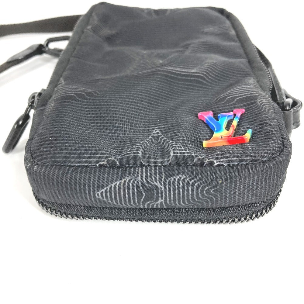 LOUIS VUITTON M80141 모노그램 3D 모노그램 더블 폰파우치 백 파우치 크로스바디 포셰트 숄더백 나일론 남여 블랙