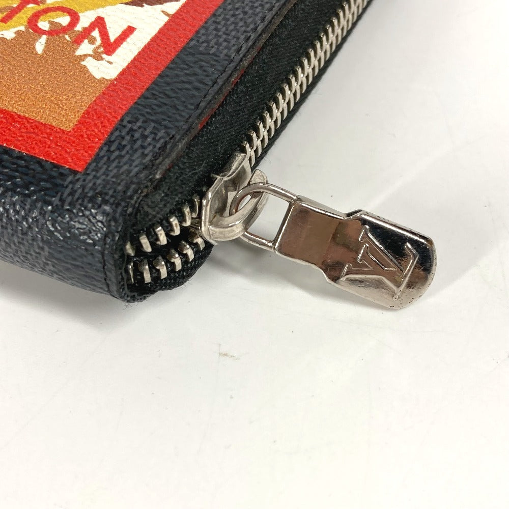 LOUIS VUITTON N60153 Damier Graphite LV Alps Patch Zippy Organizer NM Long Wallet Round Zipper Long Wallet Damier Graphite Canvas Unisex Black