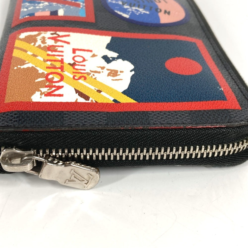 LOUIS VUITTON N60153 Damier Graphite LV Alps Patch Zippy Organizer NM Long Wallet Round Zipper Long Wallet Damier Graphite Canvas Unisex Black