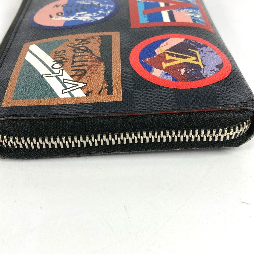 LOUIS VUITTON N60153 Damier Graphite LV Alps Patch Zippy Organizer NM Long Wallet Round Zipper Long Wallet Damier Graphite Canvas Unisex Black