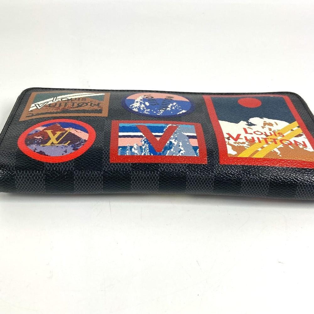 LOUIS VUITTON N60153 Damier Graphite LV Alps Patch Zippy Organizer NM Long Wallet Round Zipper Long Wallet Damier Graphite Canvas Unisex Black