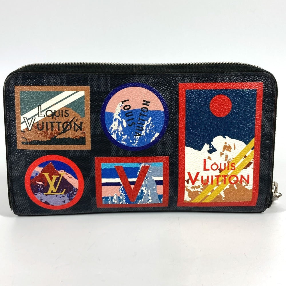 LOUIS VUITTON N60153 Damier Graphite LV Alps Patch Zippy Organizer NM Long Wallet Round Zipper Long Wallet Damier Graphite Canvas Unisex Black