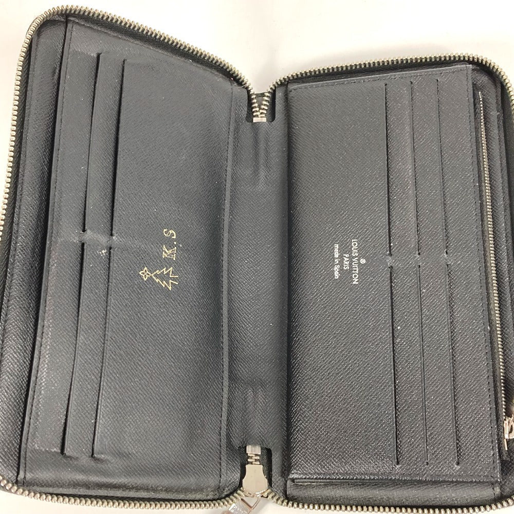 LOUIS VUITTON N60153 Damier Graphite LV Alps Patch Zippy Organizer NM Long Wallet Round Zipper Long Wallet Damier Graphite Canvas Unisex Black