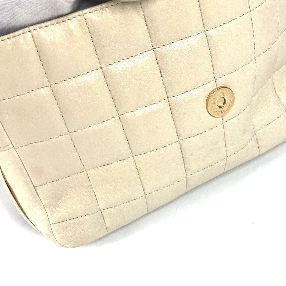 CHANEL CC Coco Mark Chocolate Bar Bicolor Crossbody Bag Flap Pochette Shoulder Bag Leather Women's White
