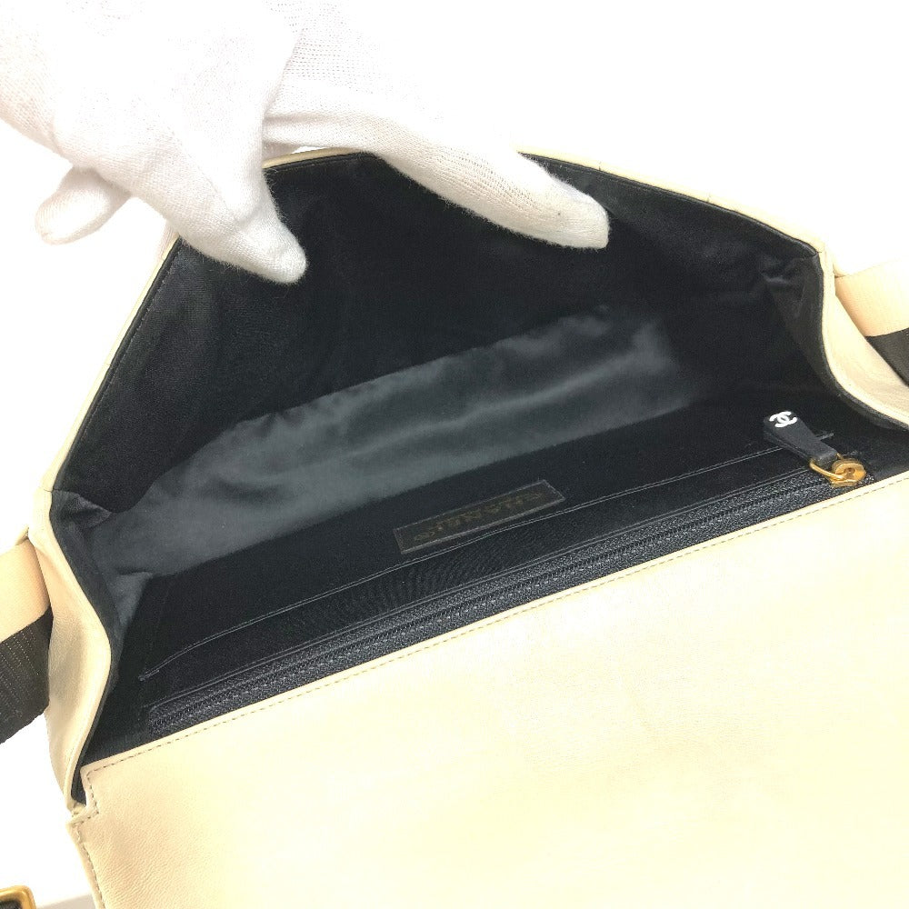 CHANEL CC Coco Mark Chocolate Bar Bicolor Crossbody Bag Flap Pochette Shoulder Bag Leather Women's White