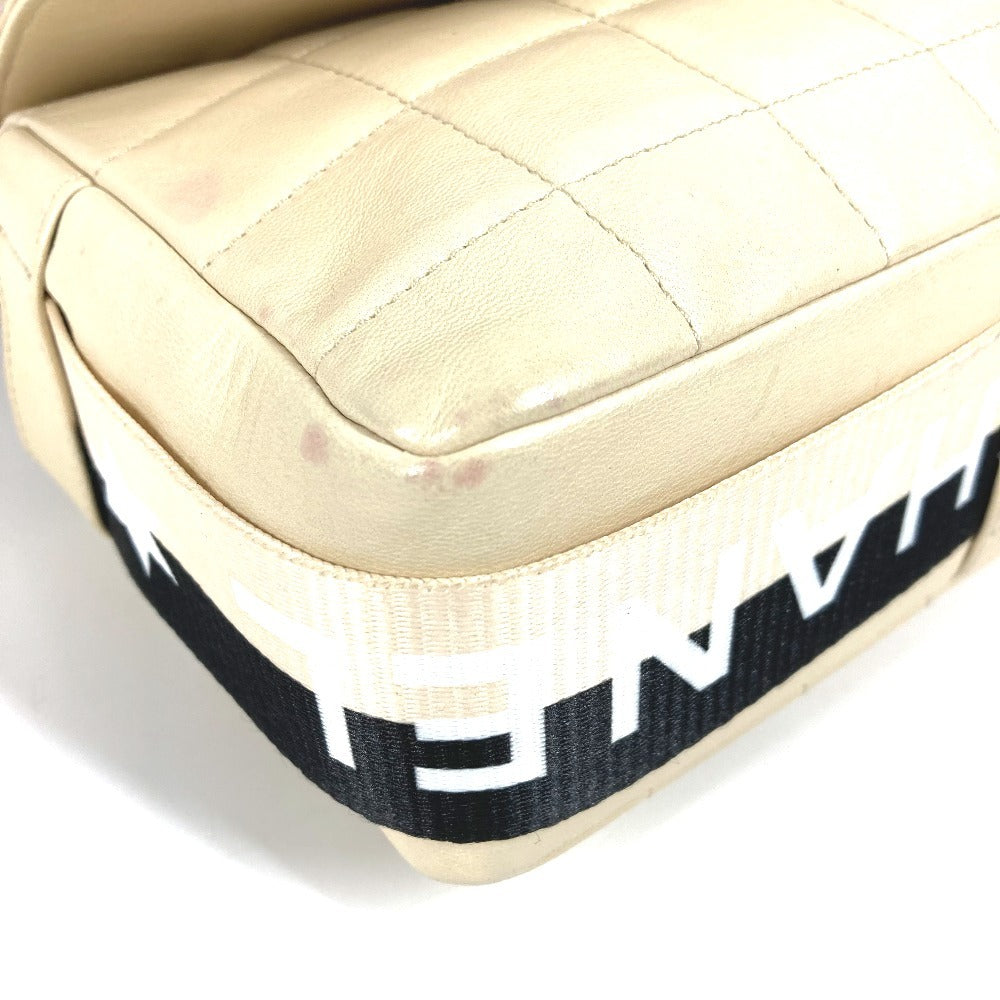 CHANEL CC Coco Mark Chocolate Bar Bicolor Crossbody Bag Flap Pochette Shoulder Bag Leather Women's White