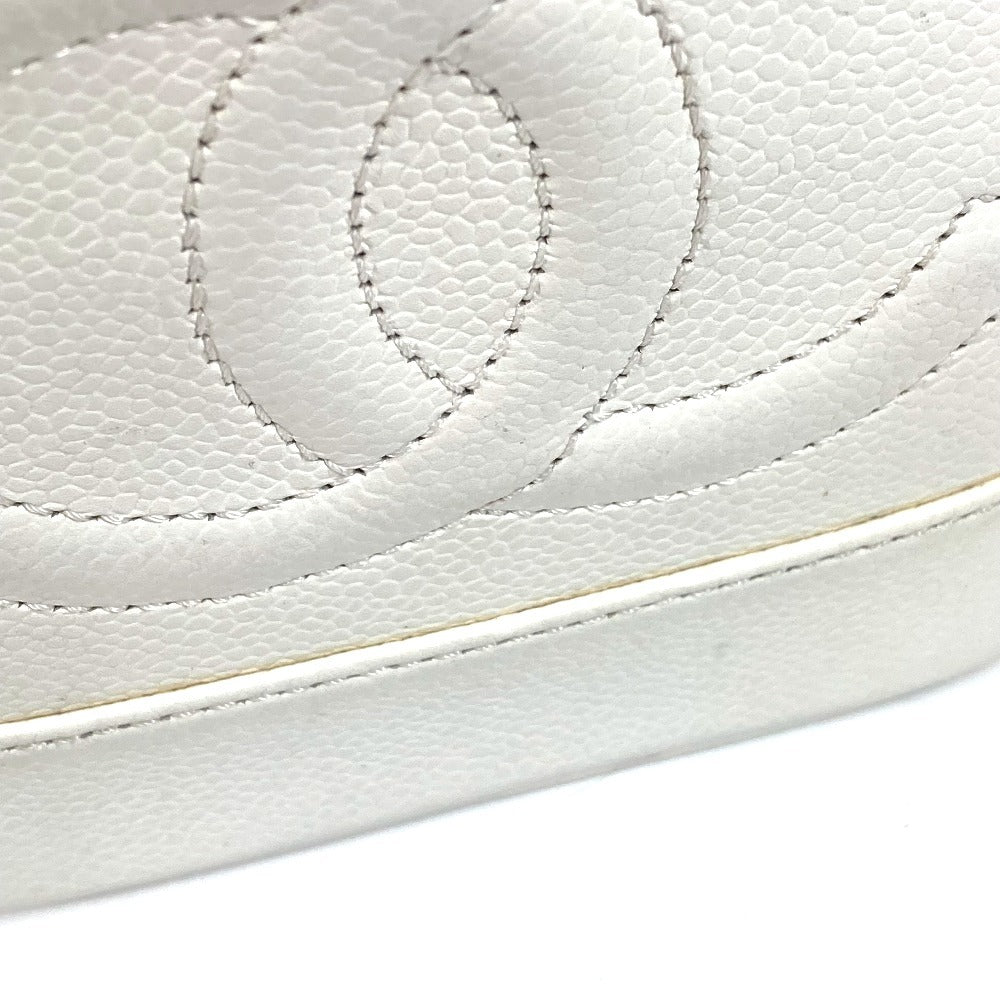CHANEL A01998 CC ココマーク ロゴ バニティバッグ カバン バニティ ポーチ ハンドバッグ キャビアスキン レディース ホワイト