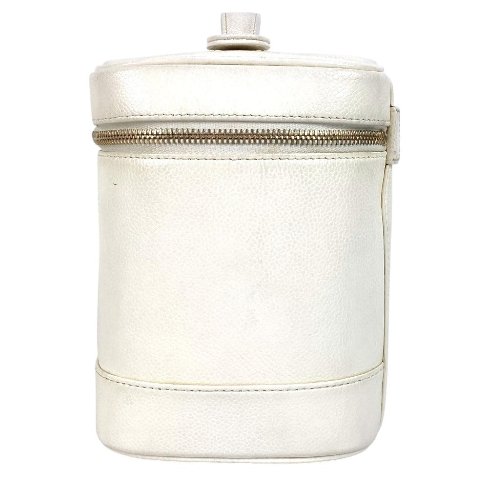 CHANEL A01998 CC ココマーク ロゴ バニティバッグ カバン バニティ ポーチ ハンドバッグ キャビアスキン レディース ホワイト