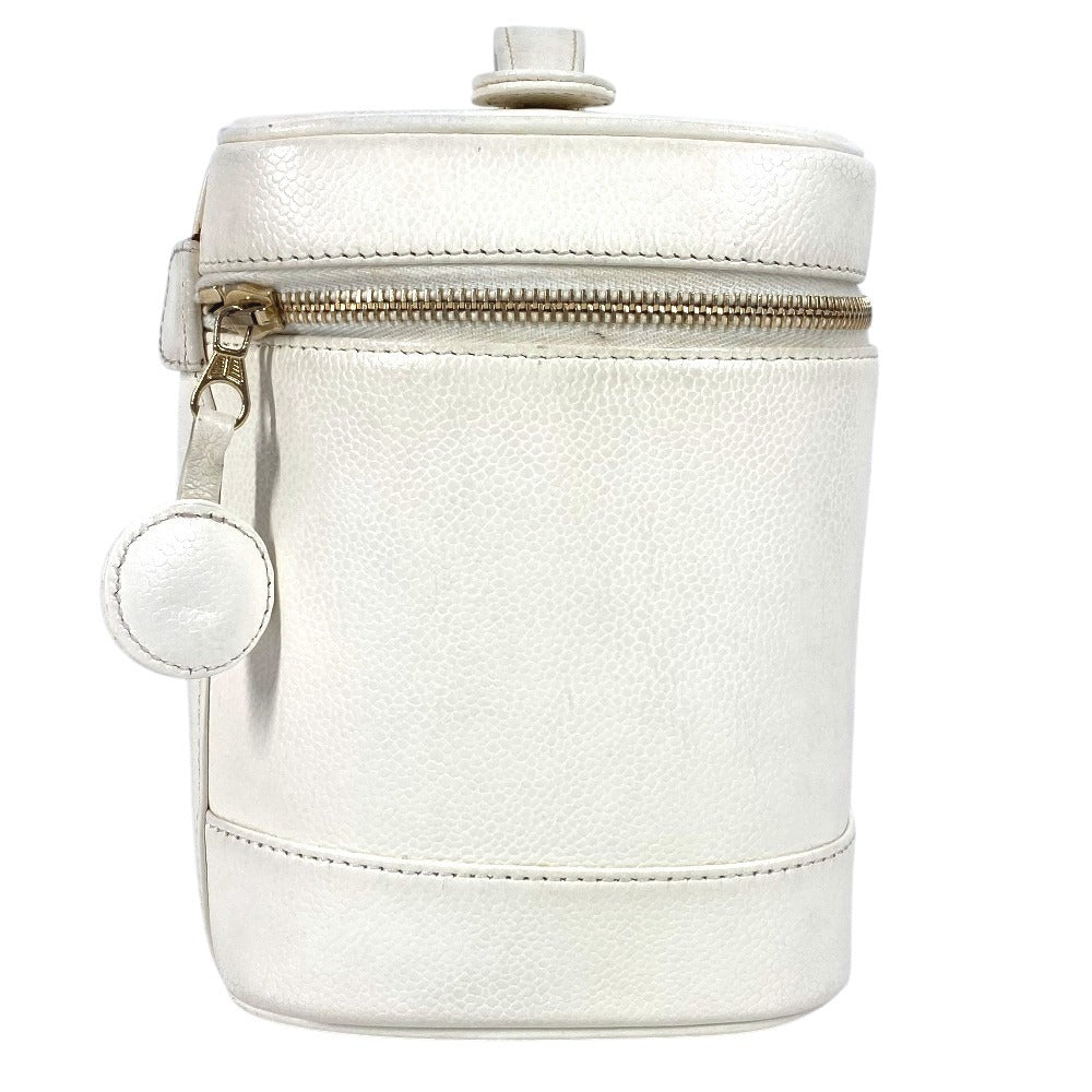 CHANEL A01998 CC ココマーク ロゴ バニティバッグ カバン バニティ ポーチ ハンドバッグ キャビアスキン レディース ホワイト