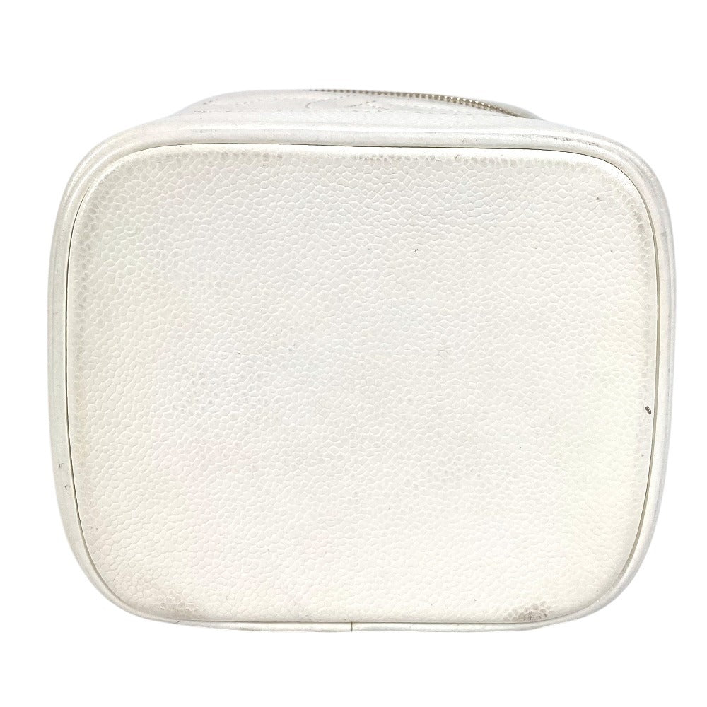 CHANEL A01998 CC ココマーク ロゴ バニティバッグ カバン バニティ ポーチ ハンドバッグ キャビアスキン レディース ホワイト