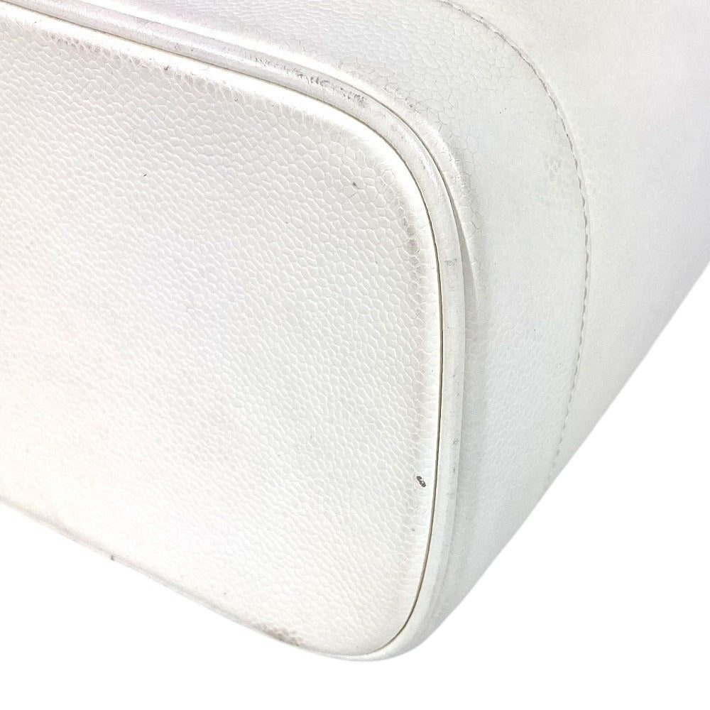 CHANEL A01998 CC ココマーク ロゴ バニティバッグ カバン バニティ ポーチ ハンドバッグ キャビアスキン レディース ホワイト