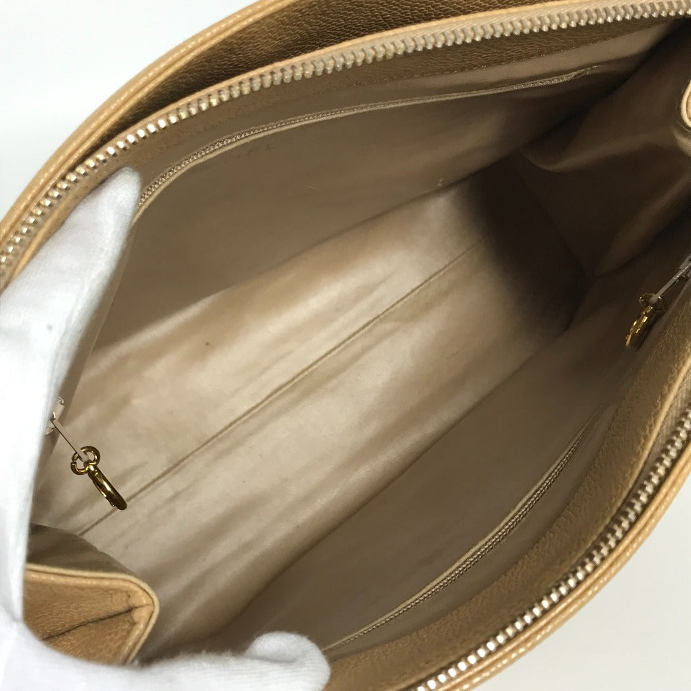 CHANEL ヴィンテージ CC ココマーク ココボール カバン 肩掛け トートバッグ チェーンバッグ ショルダーバッグ キャビアスキン レディース ベージュ