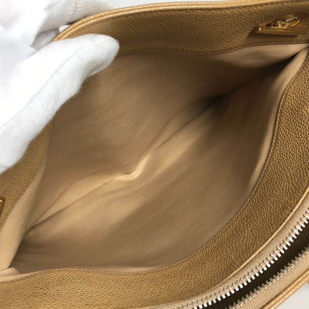 CHANEL ヴィンテージ CC ココマーク ココボール カバン 肩掛け トートバッグ チェーンバッグ ショルダーバッグ キャビアスキン レディース ベージュ