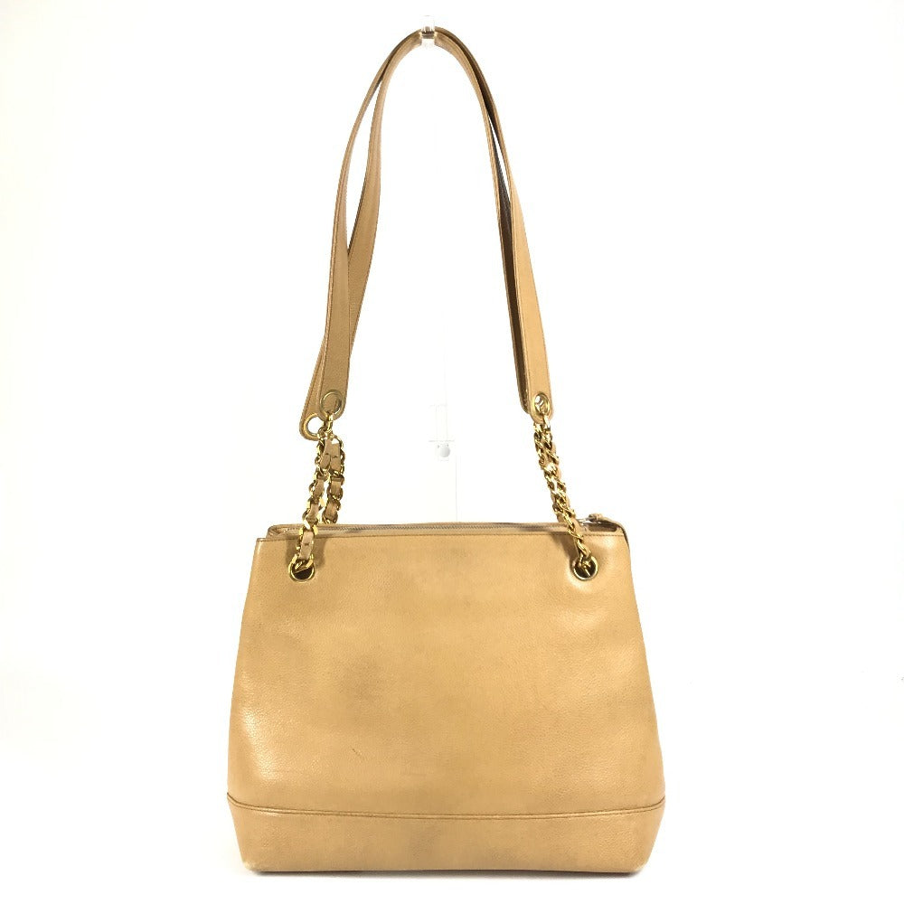 CHANEL ヴィンテージ CC ココマーク ココボール カバン 肩掛け トートバッグ チェーンバッグ ショルダーバッグ キャビアスキン レディース ベージュ