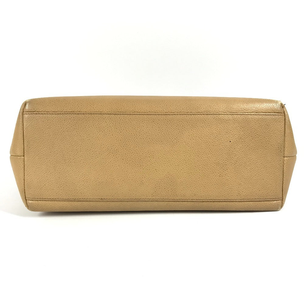 CHANEL ヴィンテージ CC ココマーク ココボール カバン 肩掛け トートバッグ チェーンバッグ ショルダーバッグ キャビアスキン レディース ベージュ