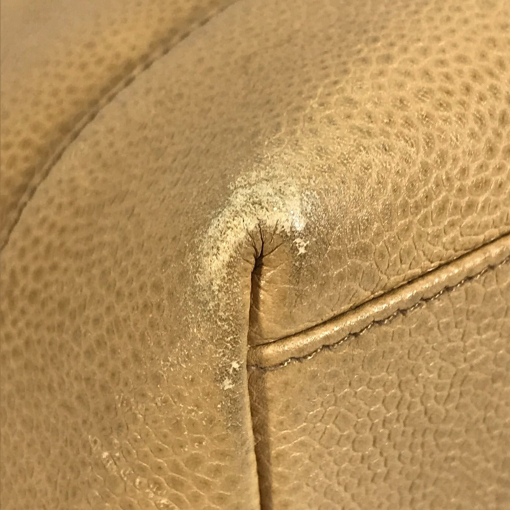 CHANEL ヴィンテージ CC ココマーク ココボール カバン 肩掛け トートバッグ チェーンバッグ ショルダーバッグ キャビアスキン レディース ベージュ