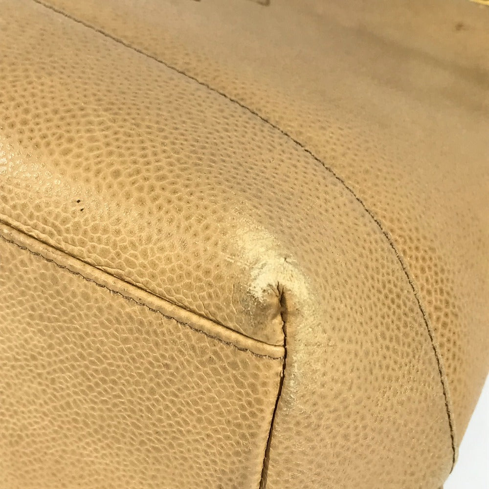 CHANEL ヴィンテージ CC ココマーク ココボール カバン 肩掛け トートバッグ チェーンバッグ ショルダーバッグ キャビアスキン レディース ベージュ