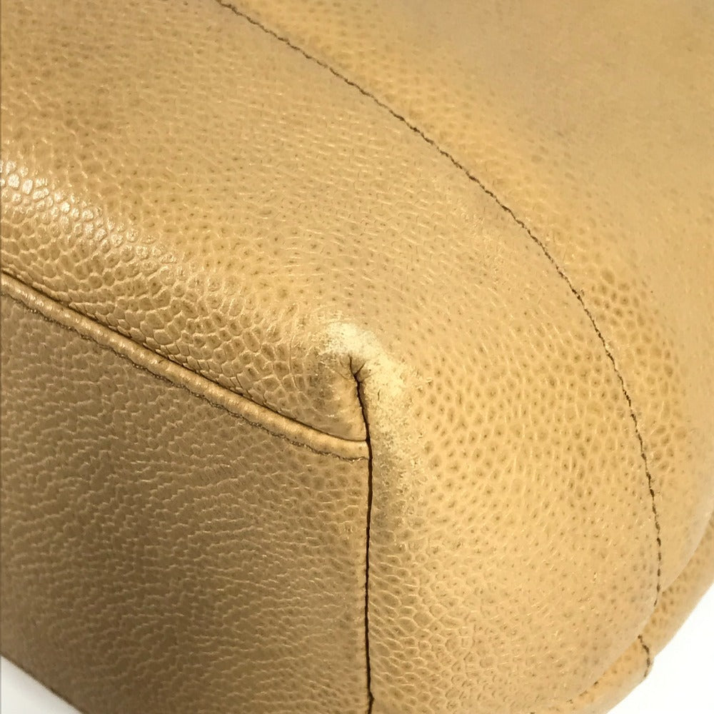 CHANEL ヴィンテージ CC ココマーク ココボール カバン 肩掛け トートバッグ チェーンバッグ ショルダーバッグ キャビアスキン レディース ベージュ