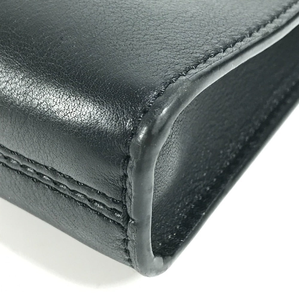 VERSACE ストラップ付 ロゴ カバン セカンドバッグ クラッチバッグ レザー ユニセックス ブラック