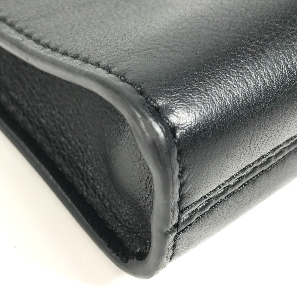 VERSACE ストラップ付 ロゴ カバン セカンドバッグ クラッチバッグ レザー ユニセックス ブラック